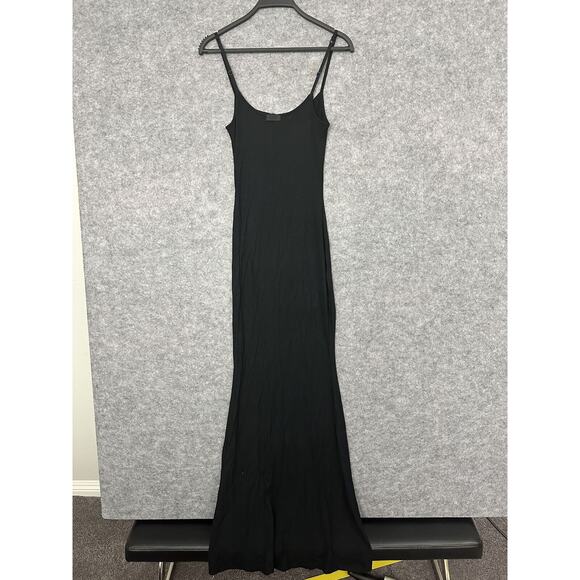 SKIMS Black Soft Lounge Round Neck Maxi Slip Dress Size Medium New - Picture 5 of 7